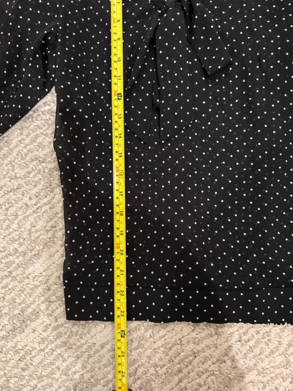 The Limited XS Sheer Polka Dot Blouse Tie Neck Chic Office Top - Picture 13 of 14